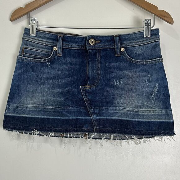 Dolce & Gabbana Blue Denim Mini Vintage Micro Y2k Logo Skirt  Size 24 - Picture 1 of 13